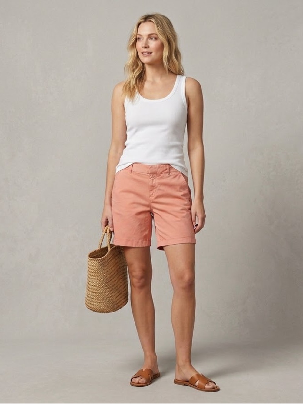 Scotch & Soda Maison Scotch Chino Shorts Coral Peach Cuffed Size 28 US 6 / 8